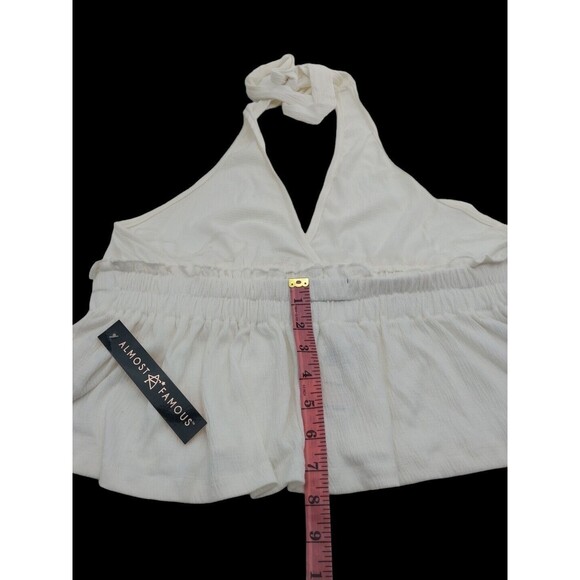 Almost Famous Women's Halter Crop Top Shirt Junior's Size XL Tanks Ivory New - Picture 6 of 12
